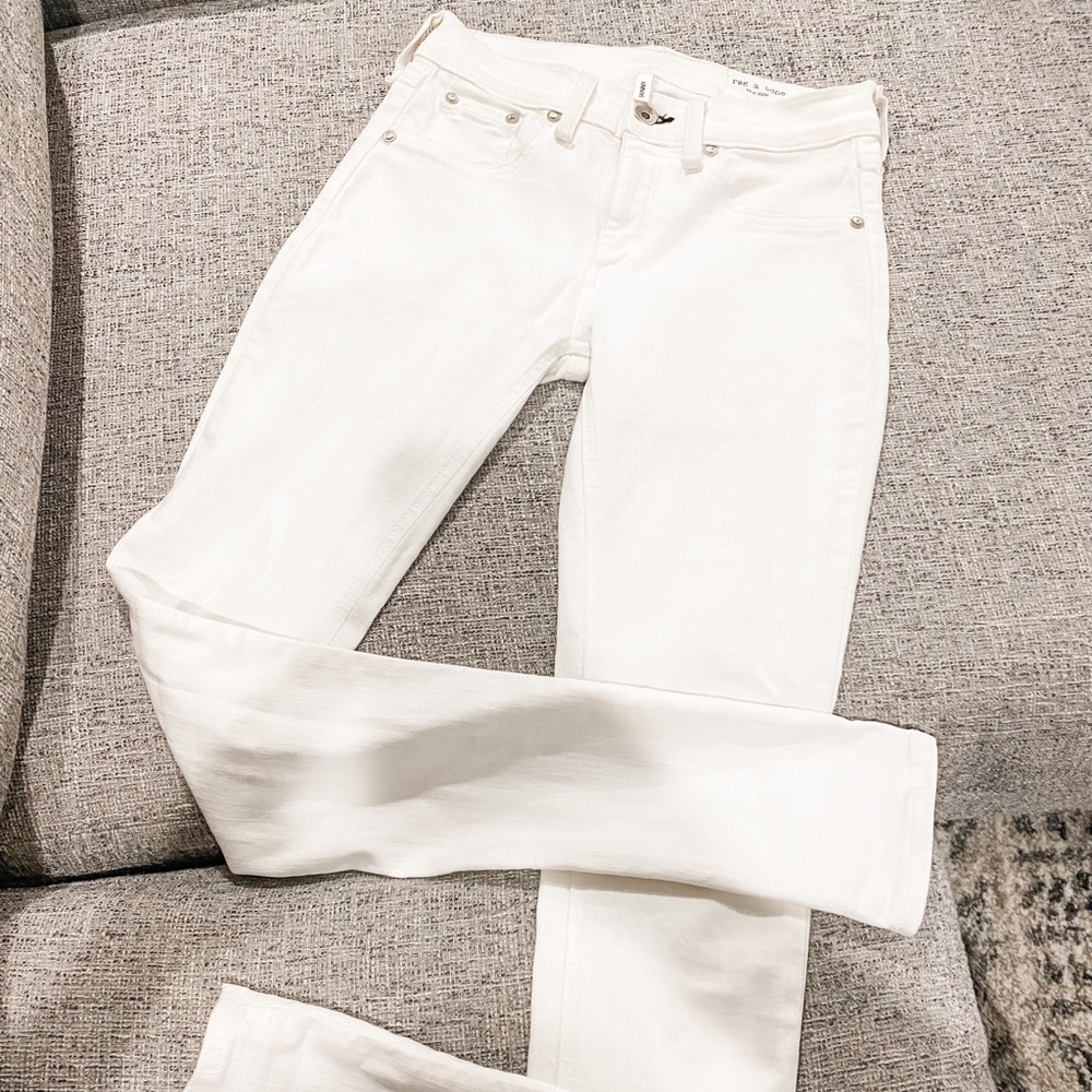 RAG AND BONE white mid rise skinny pants